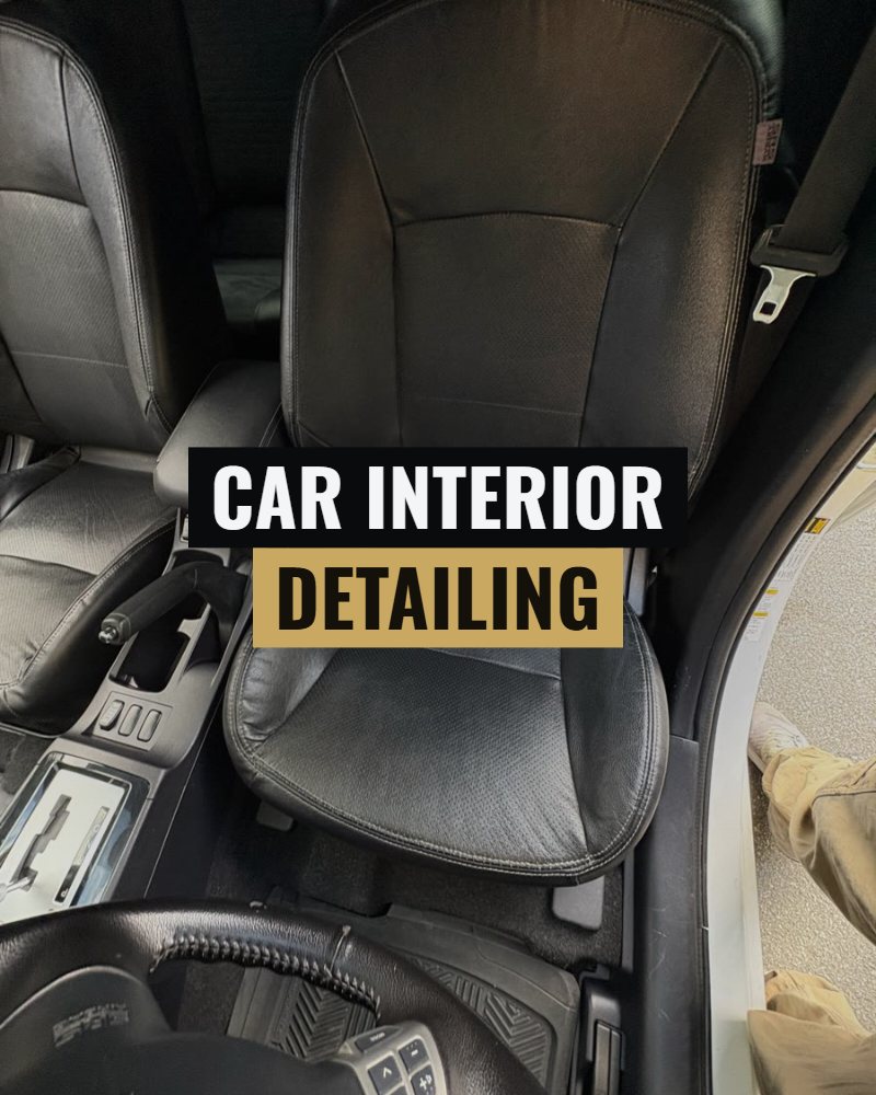 Car interior detailing: the driver's seat of a Mitsubishi Lancer after a detail