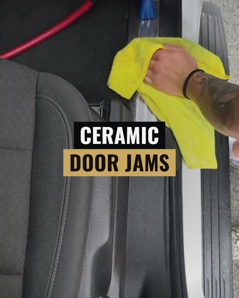 Ceramic door jams: the sill and jam cleaned first — the coating goes on after this