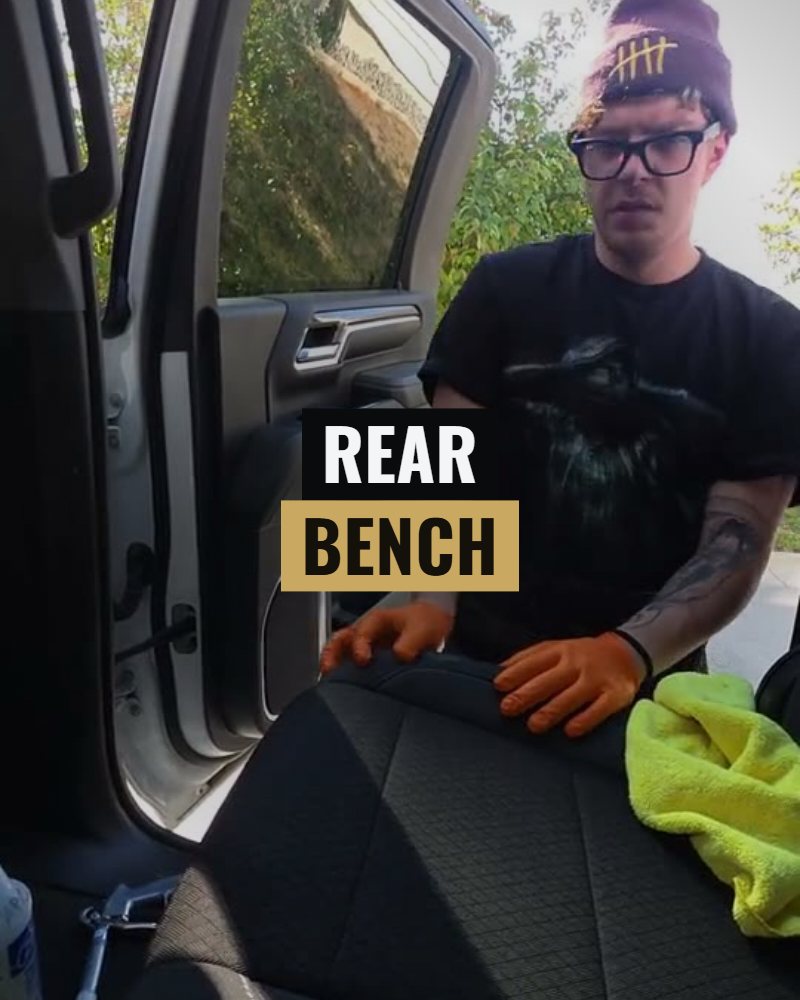 Rear bench: the rear bench sprayed and wiped