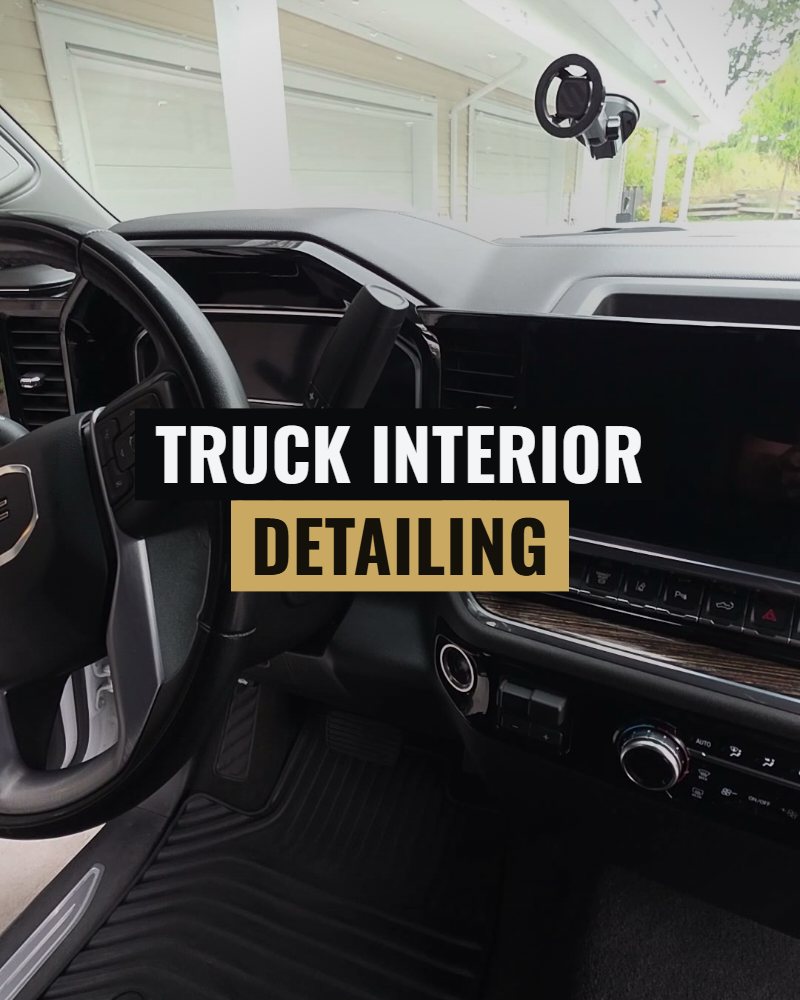 Truck interior detailing: the cab of a GMC Sierra after a detail