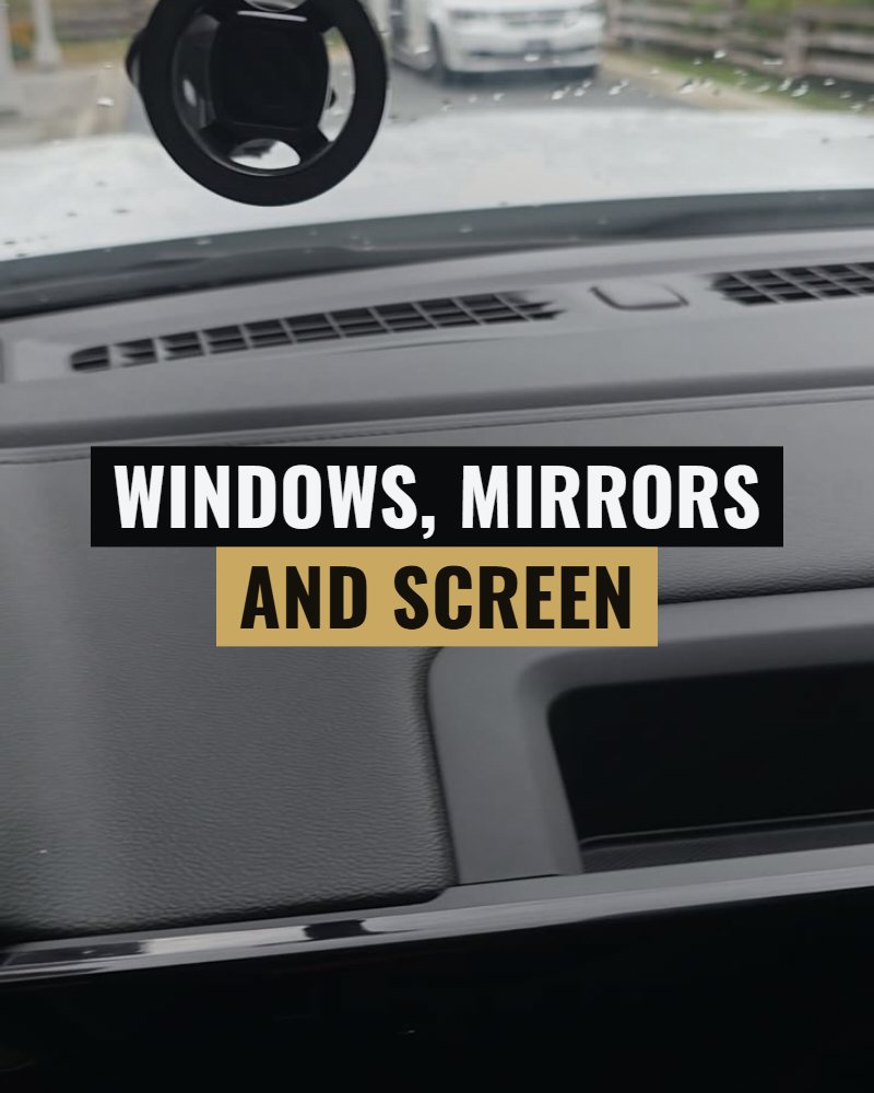 Windows, mirrors and screen: the dash and windscreen seen from inside the cab